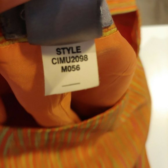 Sigrid Olsen Pants Womens Size 6 Silk Orange Peach Striped Straight Leg - Picture 7 of 7